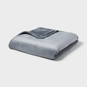 Full/Queen Microplush Bed Blanket Light Blue - Threshold™