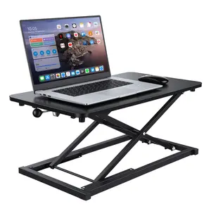 Single Top 23.6 inch Scissors Lift Keyboard and Mouse Riser, Height Adjustable Standing Desk Converter for Ergonomic Sit Stand Workstations, 7 Height Levels