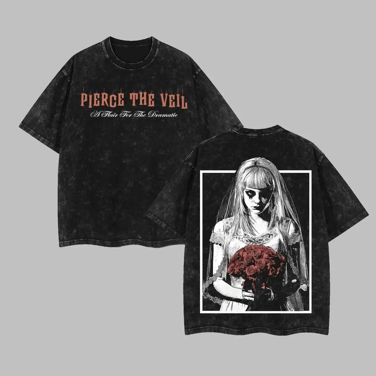 Pierce The Veil Band A Flair For The Dramatic Bride Two Sides Washed Hoodie T-Shirt, I Can't Hear You World Tour 2025 Shirt, Classic 90s Grunge Vibes, Alternative Streetwear Essential for Rock Lovers 7QY