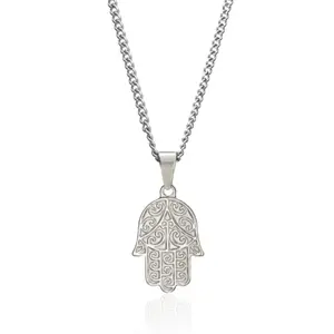 Hamsa Pendant (Silver) - Elegant Design with Simple Hamsa Symbol, Ideal for Spiritual Use