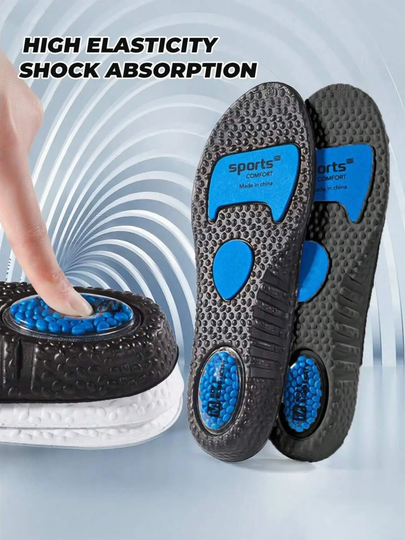 Ultra Comfortable Popcorn Sport Insoles, Eva Cushioned Sole, High Elasticity, Air Cushion, Adjustable Fit, Customizable Size, Ideal for Running and Gym Use, Shock Absorbing Insole, Cushioning Insoles