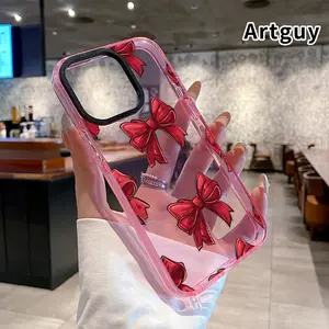 Case for iPhone 17 Pro Max 16 15 Plus Air 14 13 12 11 Red Bow Reverie Non-Yellowing Shockproof Soft Silicone Transparent Cover
