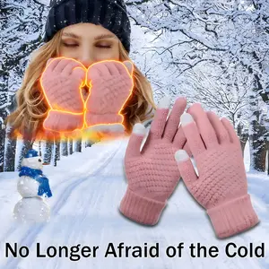 Warm Winter Thermal Touch Screen Gloves, Warm Fleece Lined Elastic Knit Gloves for Cold Weather Outdoor Activities, Soft Winter Gloves Ideal Gift for Men Women
