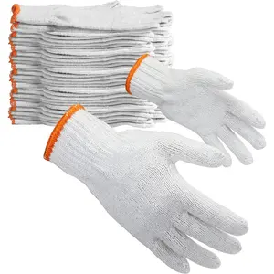 12 Pairs Knitted White Gloves, Safety for Men Women, Bulk Cloth Gloves, Elastic Glove Liners, BBQ Protection for Construction Industrial Warehouse
