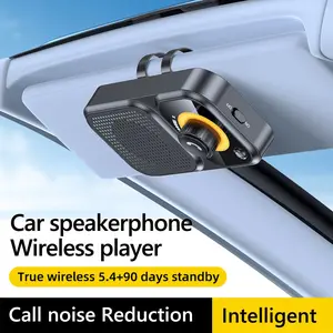 Car Speakerphone 650mah Wireless Kit, Hands-Free Calling, Connects 2 Phones, Auto Power-On, Voice Assistant, Wireless Mp3 Player