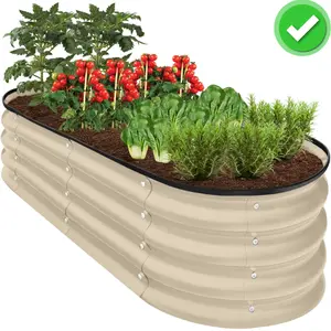 Oval-shaped metal outdoor planter