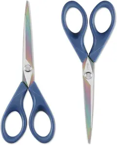7-Inch Forged Stainless Steel Shears (2-Pack, Left/Right Handed) with Titanium Coating, Multipurpose for Teachers, Office/Student Use, Cutting Rainbow Cardboard, Tape, Photos, Sewing Fabric Craft Supplies