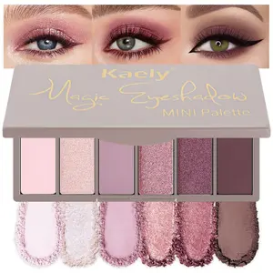 6 Colors Mini Rose Pink Eyeshadow Palette – Mauve, Plum, Matte & Shimmer | Vegan & Waterproof