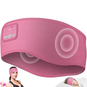 MUSICOZY Bluetooth 5.4 Sleep Headphones Headband, Wireless Sports Sweatproof Earbuds, Side Sleeper Friendly, Noise-Reducing, Music/Calls/Sleep Aid, Ultra-Thin HD Stereo Speakers, Rechargeable & Comfortable, Cool Gift for Running, Yoga, Men & Women(Pink)