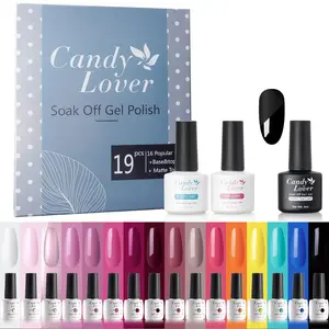 Candy Lover 16 Spring Summer Colors Gel Nail Polish Kit – Pastel Gel Nail Polish Set with UV LED Base Coat & Glossy & Matte Top Coat Salon Gift Resin Smooth