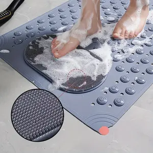 27 X 14 Inch (Approx. 69 X 36 cm) Foot Scrub Shower Mat with Non-Slip Suction Cup and Drain Hole, Non-Slip Band Pumice for Foot Massage