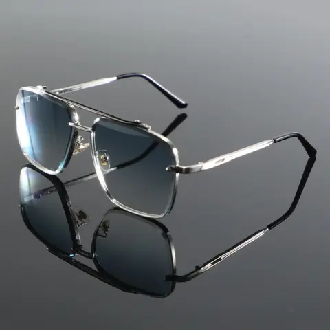 Men's Vintage Trendy Square Double Beam Sunglasses, Retro Fashionable Sunglasses for Outdoor Activities, Fashion Accessories for Everyday Use, Mirrored Shades, Mirrored Eyewear