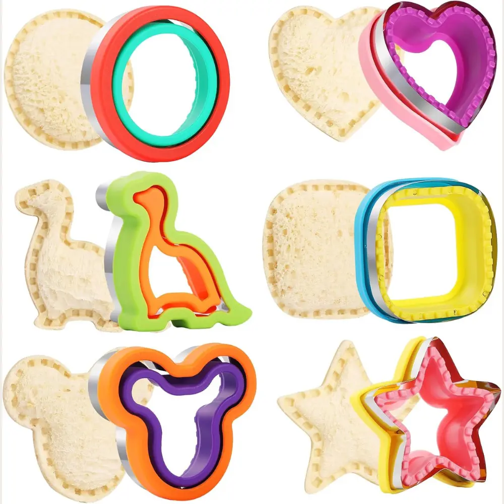 Sandwich Cutter and Sealer Set - 6 Pcs Bread Sandwich Decruster, Pancake Maker, DIY Cookie Cutters for Kids Bento Box