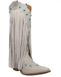 Dingo Women's Women'S Tequila Sunrise Fringe Western Boot Snip Toe - Di2225-Off Wht