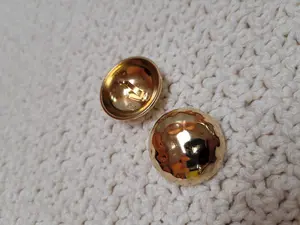 30mm gold metal hammered dome shank button