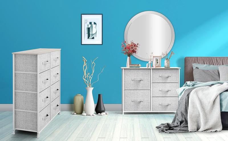 DWVO Dresser for Bedroom, 7 Drawers Fabric Dresser, Organizer Unit for Living Room, Hallway, Closets - Sturdy Steel Frame, Wooden Top & Easy Pull Fabric Bins