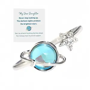 To My Daughter Gift Star & Moon Rotatable Ring for Stress Relief, Fidget Ring for Anxiety Relief, Ideal for Daily Use (No Ring Box)