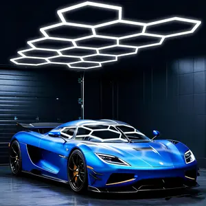 Hexagon Garage Lights,14 Grids LED Hexagon Light,534W 64080LM 5000K Honeycomb Lights for Garage,Car Detailing Shop, Basement,Warehouse