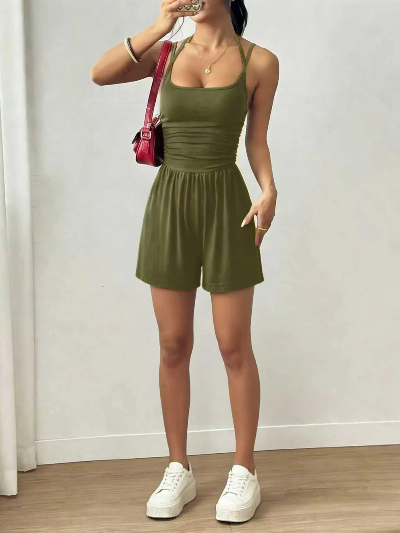 Women's 2026 Versatile Casual Fitted Backless Jumpsuit, Spaghetti Strap Smocked Bodice Flattering Slim Fit Elegant One-Piece Romper for Club Evening Date Vacation Daily Wear Women's 2026 Versatile Casual Fitted Backless Jumpsuit, Spaghetti Strap Smocked Bodice Flattering Slim Fit Elegant One-Piece Romper for Club Evening Date Vacation Daily Wear