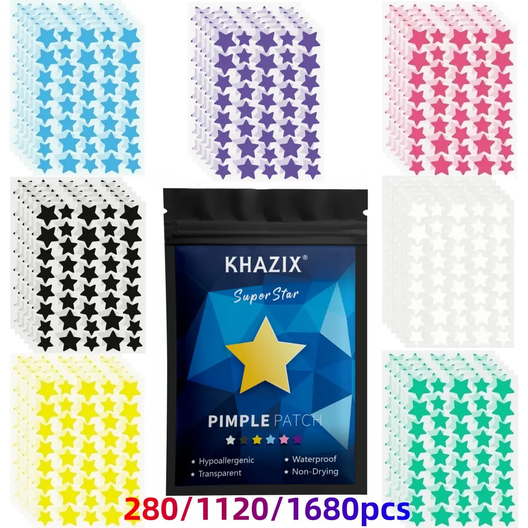Colorful Star-Shaped Hypoallergenic Water-Based Adhesive Patches, Fun Flair, Star shape design, Soft Texture Non-Irritating, Flawless Coverage, Daily Facial Use, Long-Lasting Stickiness
