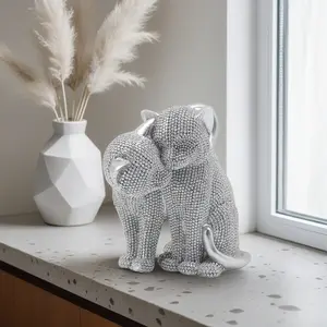 Couple Cat Statue Figurine, Resin Animal Decor for Modern Home, Studded Decor, Bedroom Office Living Room Decoration, Unique Gift Idea