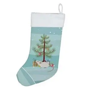 Carolines Treasures CK4466CS 18x13.5 in. Unisex White Domestic Mouse Print Christmas Stocking, Festive Decor & Holiday Gift