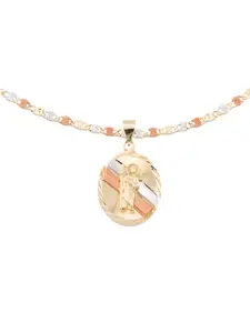 Saint Jude and Virgin Mary Pendant in Tri-color Gold-Plated Includes 20-inch or 24-inch Tri-color Gold-Plated Chain Beautiful Design Necklace For Daughter