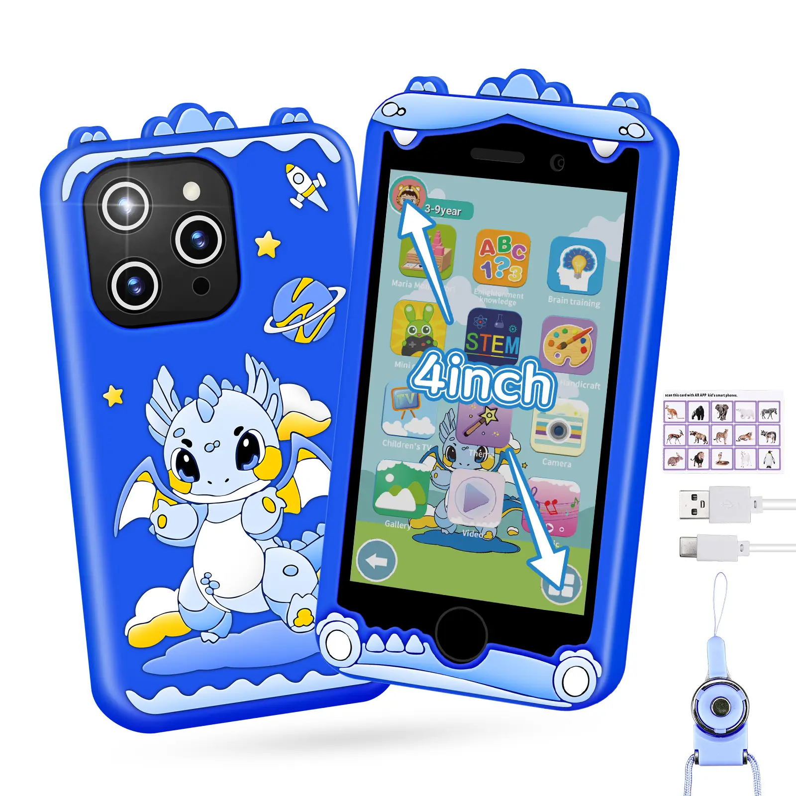 Colorful Kids' Ideal Toy Phone - BPA-Free Learning Tool with Fun Camera, Filter Functions, Suitable for Ages 3-9