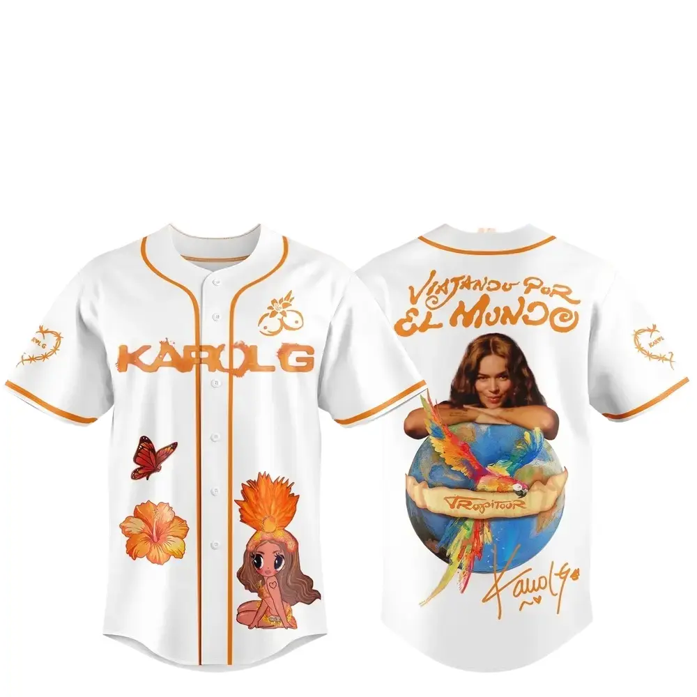 Y2K Latina Pop Star Tropical Tour Button Down Casual Top Summer Festival Short Sleeve Unisex Shirt Cartoon Doll Butterfly Graphic Print Streetwear Outfit
