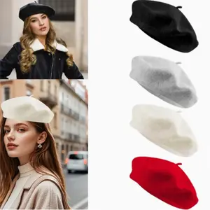 4 Pack French Style Beret Hats - Lightweight Winter for Women &, Elegant Non-Elastic Berets for Christmas, Uniforms, Photo Shoots - Soft (No Washable Care) skully cap
