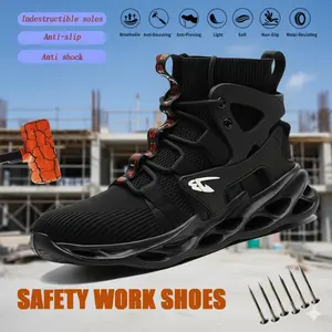 High-top Anti-Smash & Anti-Piercing Safety Boots: Waterproof Black Steel-Capped Work Shoes for Boy Workers