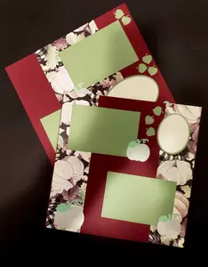 Premade Scrapbook Two Page Layout with Fall Theme, 12 x 12 Scrapbook Layout with pumpkins and fall leaves