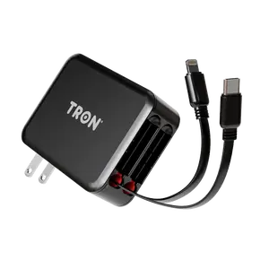 3-in-1 Fast Charging Wall Adapter | Built-in USB-C, Lightning, Micro USB Cables