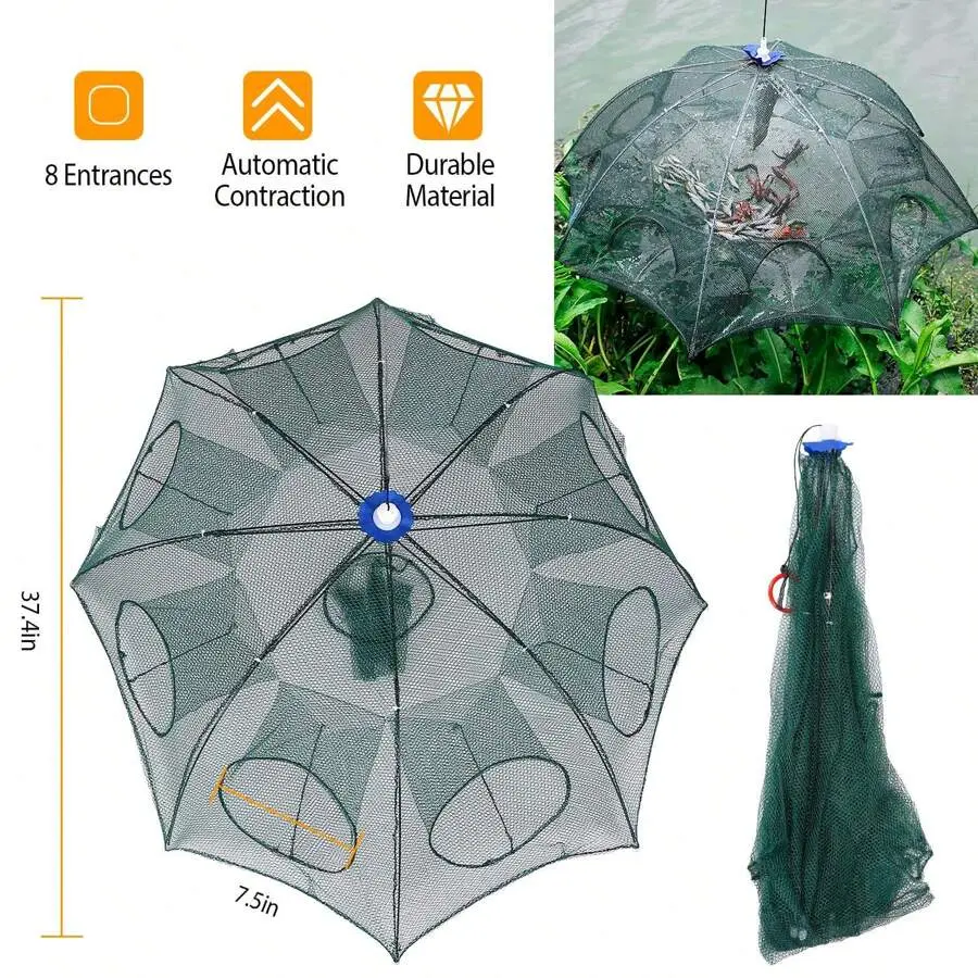 Foldable Fishing Bait Trap – Automatic Mesh Net for Crab, Shrimp, Minnow & Crawdad