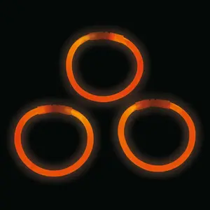 Bulk Orange Glow Bracelets, 50-Pack 8-Inch Plastic Bands, Bright Burst of Light for Kids' Parties, Outdoors & Gifts