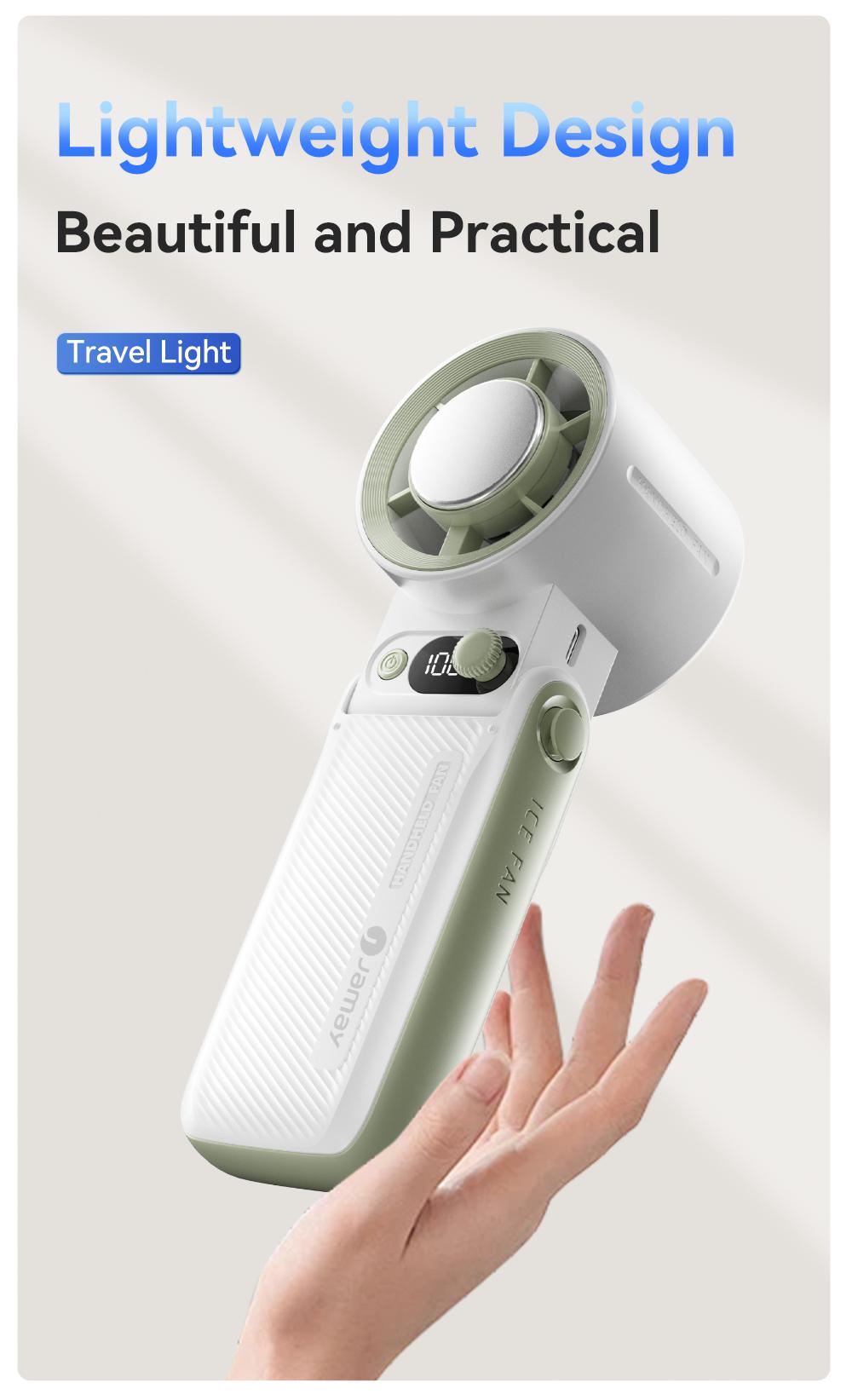 Portable Handheld Turbo Fan, 3-in-1 Rechargeable, 199 Adjustable Levels, Up to 30 hours of use, with Digital Display, One-Click Semiconductor Cooling, 135° Adjustable Airflow, Ideal for Summer Travel & Outdoor Activities, High Speed Fan, Portable fan