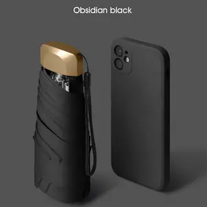 Portable Folding Umbrella, 1 Count UPF50+ Sun & Rain Dual-use Umbrella with Storage Bag, Simple Style Umbrella for Commuting Travel, Portable Lightweight Umbrella