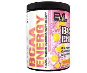 BCAA Powder - Evlution Nutrition Pre Workout BCAA Energy Powder 30 Servings - EVL BCAA Amino Acids Endurance & Muscle Recovery Drink - Pink Lemonade with Vitamin B12 & Vitamin C