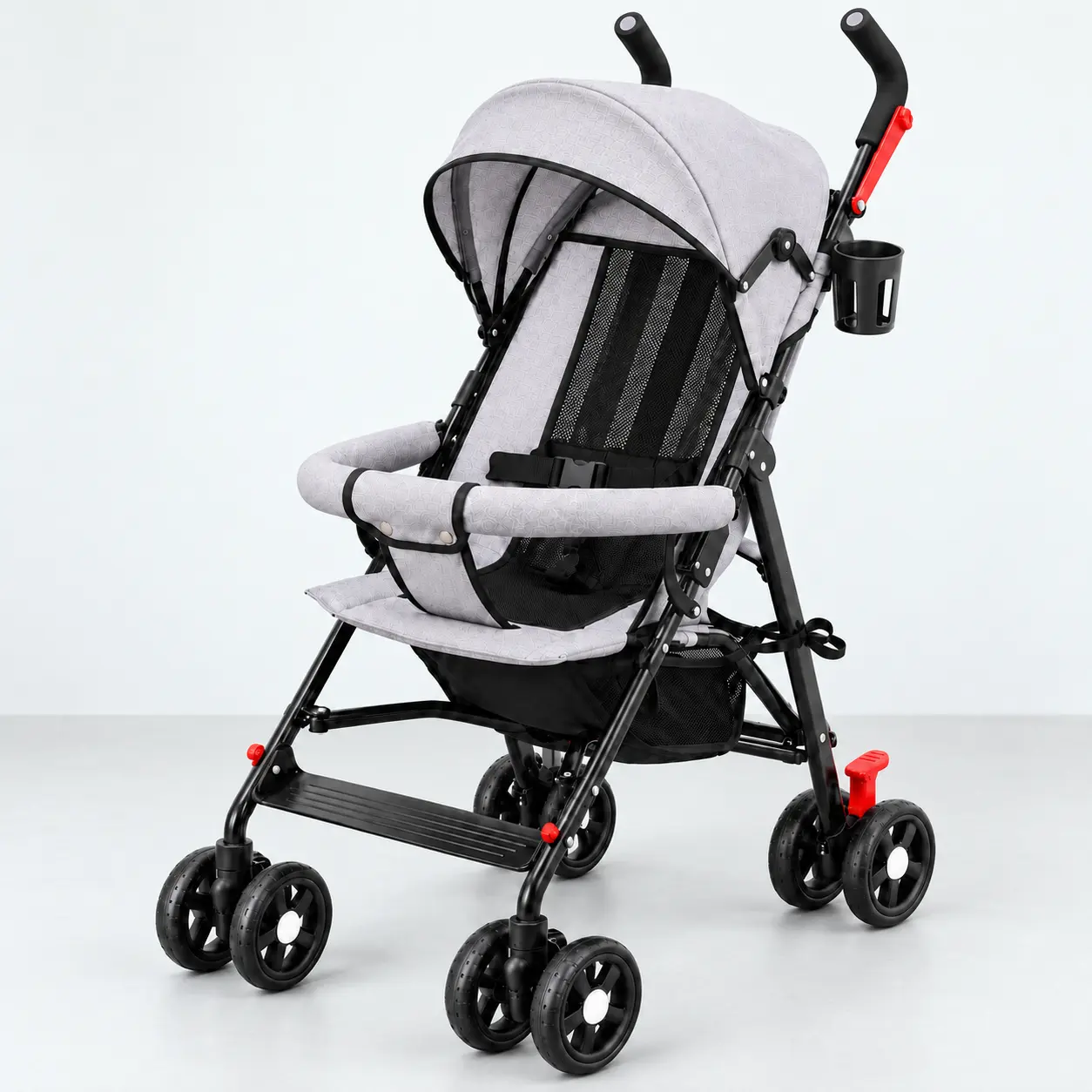 Lightweight Foldable Umbrella Stroller for Toddlers & Infants, Convenient 1-Handed Folding, Storage Basket, Adjustable Canopy, 5-Point Seat Belt, Cup Holder for Outdoor Use & Travel