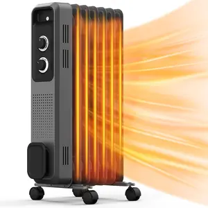 R.W.FLAME Oil Filled Radiator Heater,3 Heat Settings, Adjustable Thermostat, Portable Space heater, Quiet Heater with Tip-over & Overheating Functions