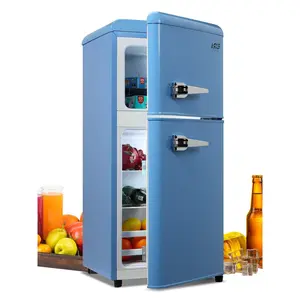 KRIB BLING 3.5 Cu.ft 2 Doors Compact Refrigerators with Freezers, Retro Design,BLUE