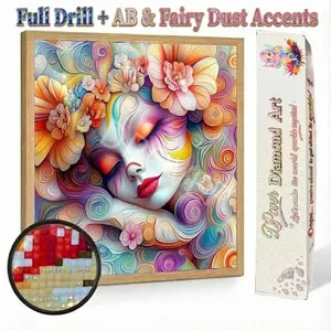 Colorful Flower Girl | Full Drill AB & Fairy Dust Highlights | Velvet Canvas | DIY 5D Diamond Painting Kit | Sparkling Floral Fantasy Portrait Wall Art Home Decor | Relaxing Rhinestone Mosaic Gem Art Hobby | Aesthetic Craft Gift