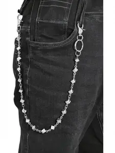 Punk Wallet Chain with Dice Charm, Unique Dice Design - Unisex Hip Hop Gothic Waist Chain for Jeans, Keys or Wallet, African Waist Beads Barbell Jewelry Clip Carabiner Anime Accessories