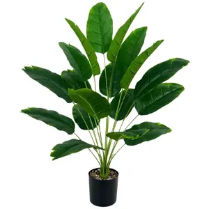 Fake Bird of Paradise Plant Artificial Banana Tree 30 Inch 1 Pack, Artificial Potted Plant, Tropical Monstera Plants Big Leaves Faux Palm Leaf Greenery Shrubs Indoor Outdoor Home Garden Office Farmhouse Verandah Wedding Decor