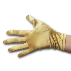 Short Satin Gloves Gold  9" 5110
