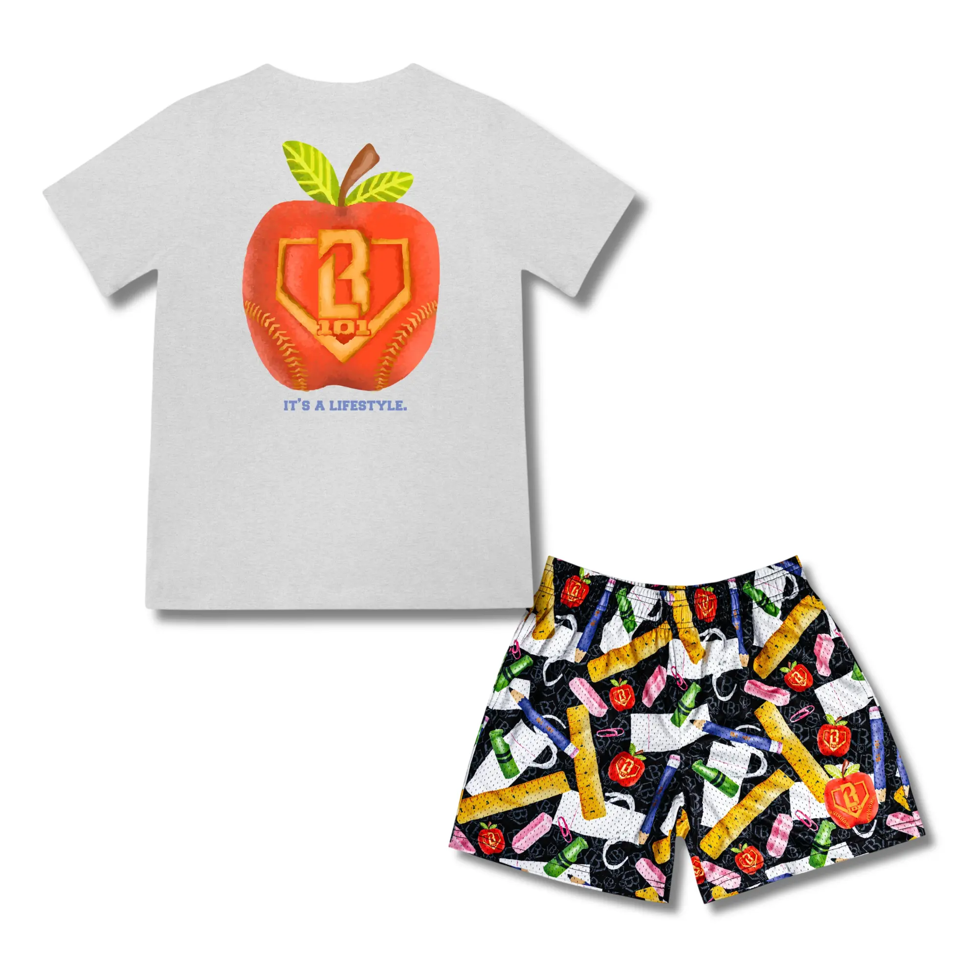 Baseball Lifestyle 101 First Day Fresh Back to School Set | Youth & Adult Tee & Mesh Shorts