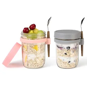 Overnight Oats Containers with Lids - Wide Mouth Glass Jars, Airtight & Leak-Proof, Versatile for Meal Prep Organiser, Bottles