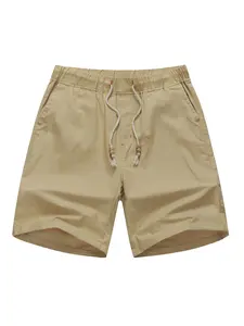 Men's Linen Summer Drawstring Shorts, Elastic Waist & Straight Leg Design, Urban Youth Casual Fashion, Comfortable Daily Wear