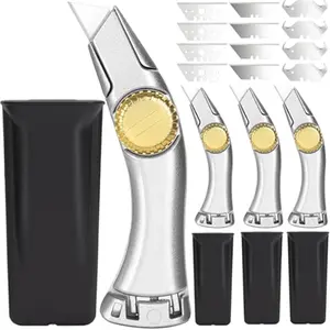 4 Pcs Fixed Blade Navajas para Roofing Utility Knives Heavy Duty Roofer's Knife Utility Knife Roofing Tools，Includes 3 Types of Replacement Blades, Heavy Duty Carpet Cutter for Indoor, Outdoor Use