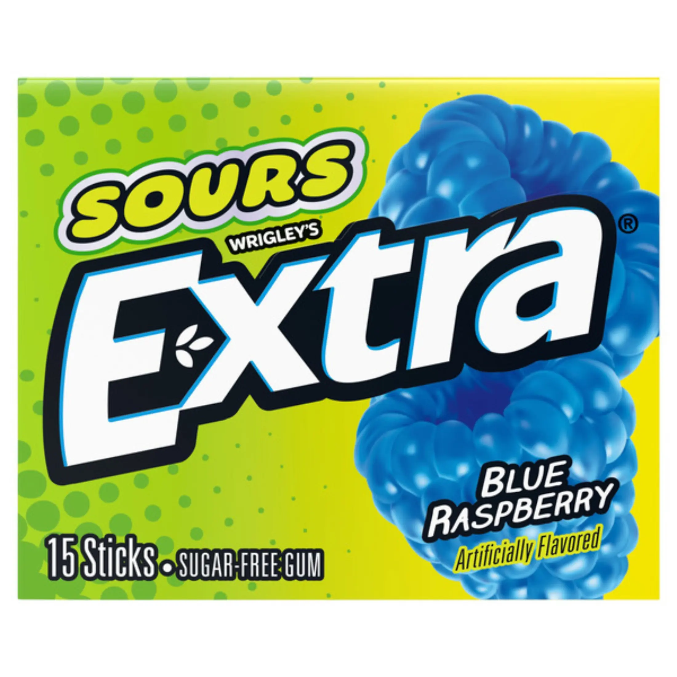 5x Wrigley's Extra Sour Blue Raspberry Sugar Free Chewing Gum - Sweet Tangy Mints Pocket Pack Snack Candy 15ct